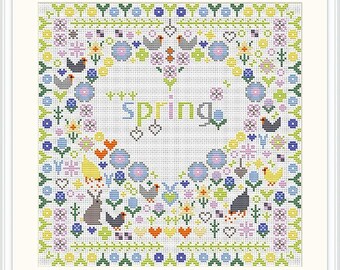 CROSS STITCH DIGITAL Download pdf Chart Pattern 'Spring Heart'