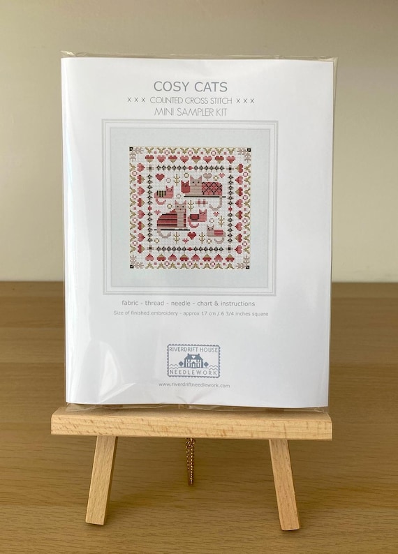CROSS STITCH KIT Mini Cosy Cats by Riverdrift House