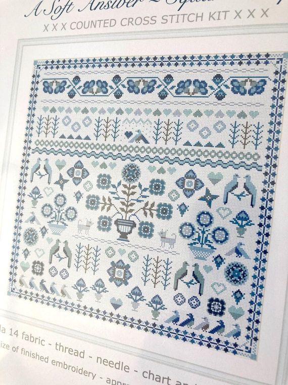 CROSS STITCH KIT A Soft Answer Large Square Sampler by Riverdrift House