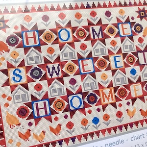 CROSS STITCH KIT (Aida Version) Home Sweet Home Red Multi by Riverdrift House