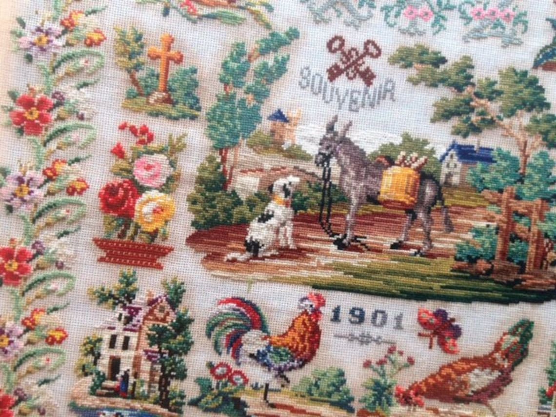 CROSS STITCH CHART Exceptional French Antique Sampler Pattern | Etsy
