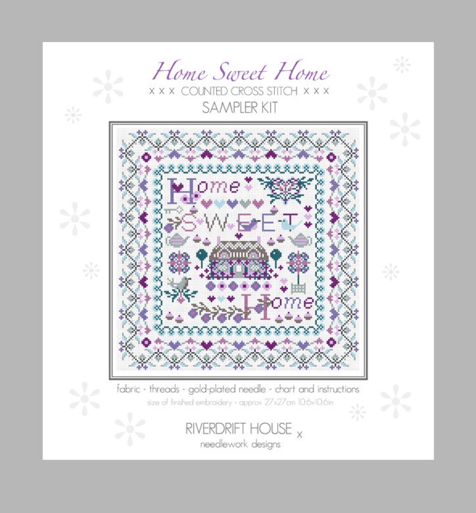 CROSS STITCH KIT Home Sweet Home Sampler by Riverdrift House Etsy
