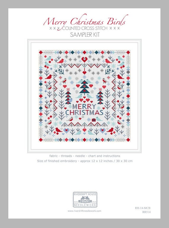 RIVERDRIFT SNOWY CROSS STITCH KIT HAPPY CHRISTMAS