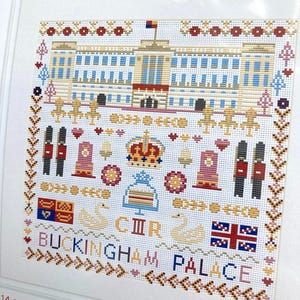 CROSS STITCH KIT New Buckingham Palace London King Charles Sampler by Riverdrift House