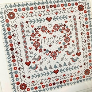 CROSS STITCH KIT Hygge Heart Sampler by Riverdrift House