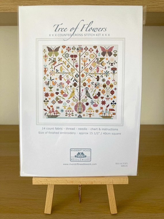 CROSS STITCH KIT (Aida Version) Tree of Flowers Sampler by Riverdrift House