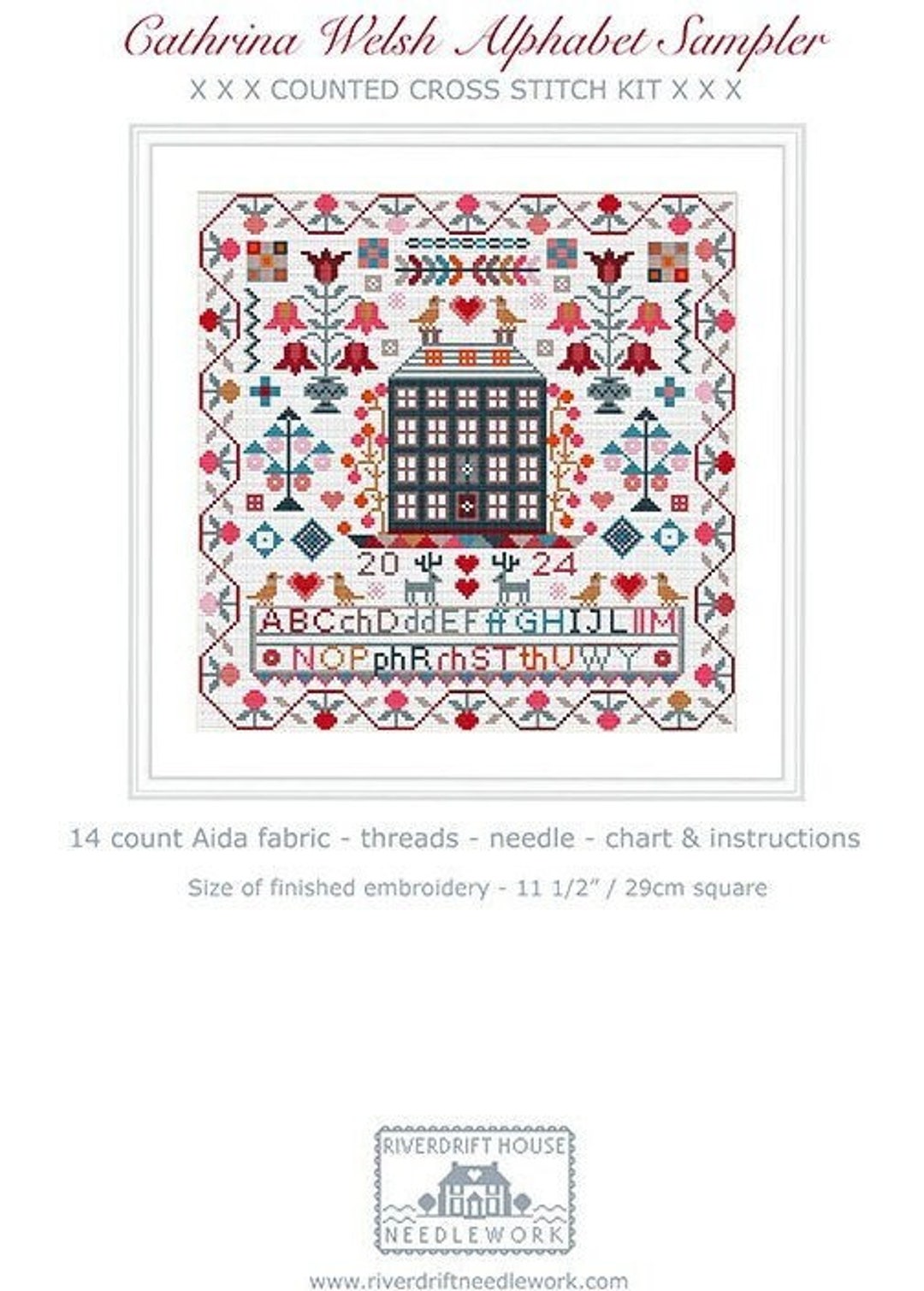 CROSS STITCH KIT Welsh Alphabet Cathrina Sampler by Riverdrift House Etsy
