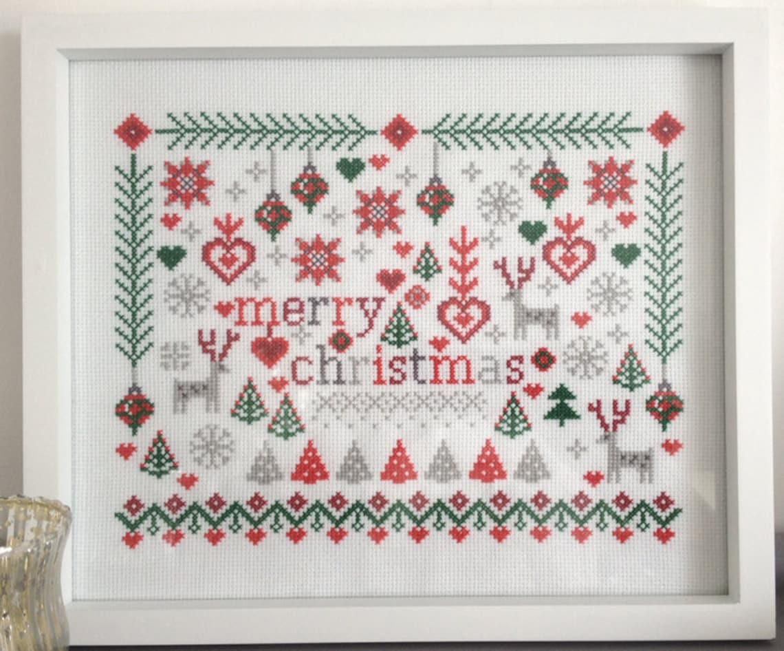 CROSS STITCH KIT Little Merry Christmas Sampler by Riverdrift Etsy