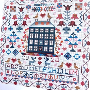 CROSS STITCH KIT Welsh Alphabet Cathrina Sampler by Riverdrift House