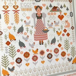CROSS STITCH KIT (Aida Version) Country Girl Hens Sampler by Riverdrift House