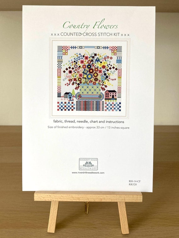 CROSS STITCH KIT (Aida Version) Country Flowers by Riverdrift House
