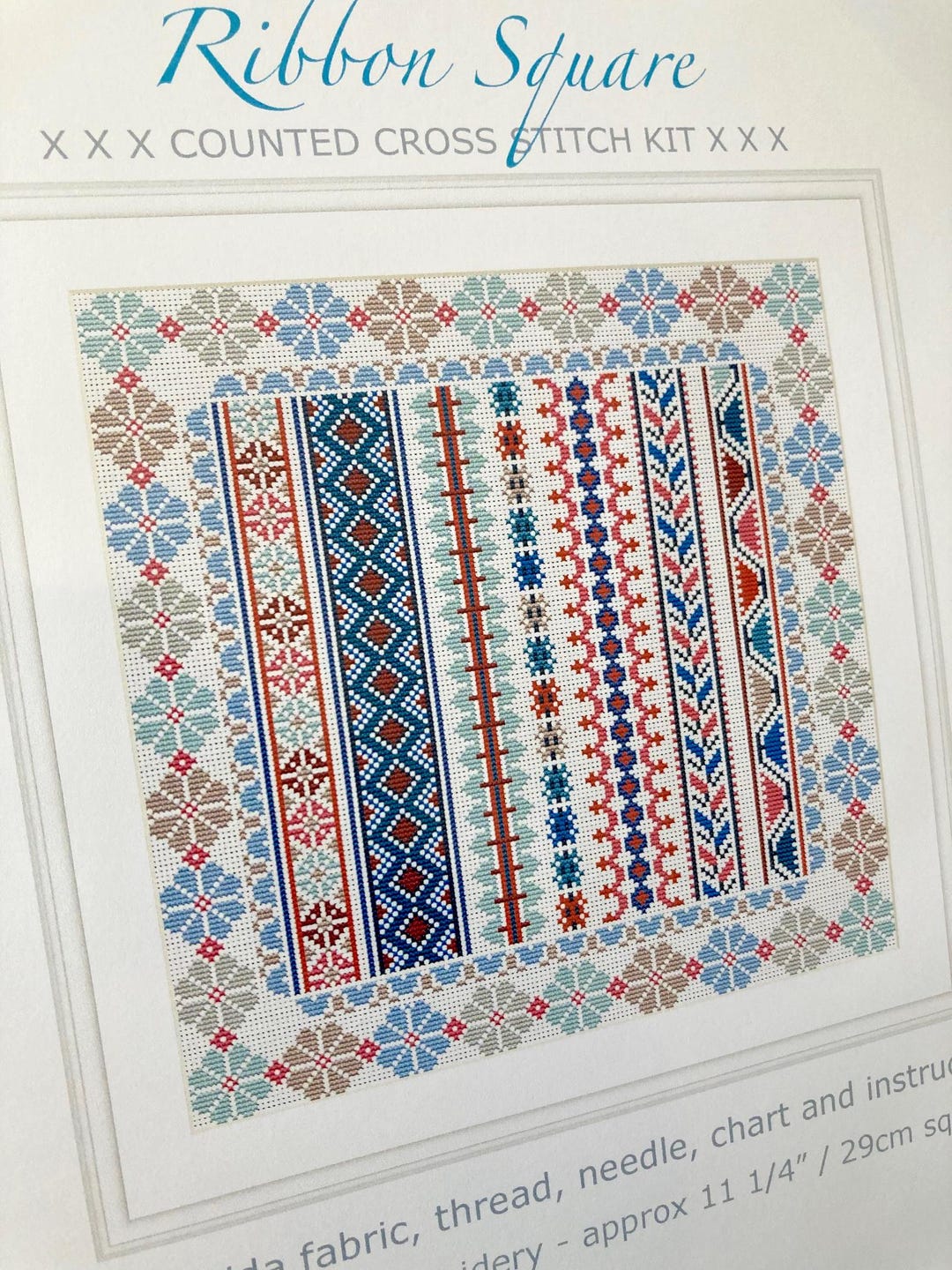 CROSS STITCH KIT Aida 14 Ribbon Square by Riverdrift House - Etsy