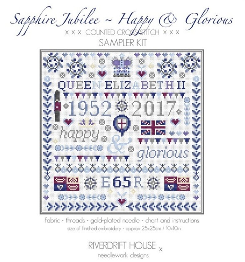 PRINCESS CHARLOTTE Riverdrift COUNTED CROSS STITCH SAMPLER KIT