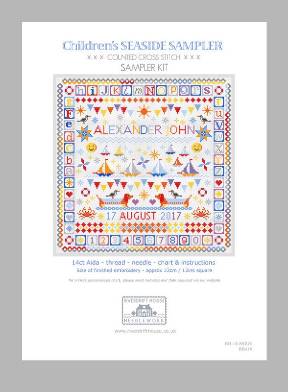 LITTLE WELSH DRAGONS PERSONALISED COUNTED CROSS STITCH SAMPLER KIT Riverdrift