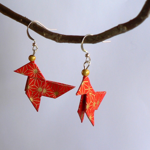 Earrings Origami Japanese Paper Casseroles. Origami jewel.