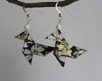 Boucles d'oreilles Origami Cocottes Papier Japonais. Bijou Origami.