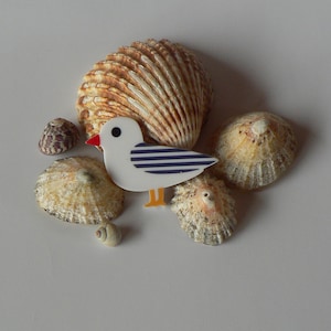 Sailor Seagull brooch. Mouette rayé Bleu