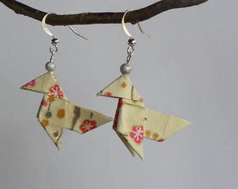 Boucles d'oreilles Origami Cocottes Papier Japonais.