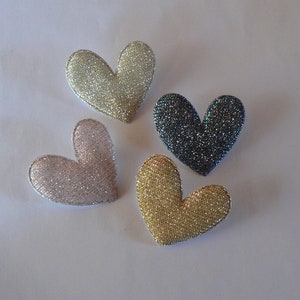 Broche Coeur Tissu Paillettes Les 4 couleurs