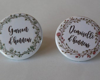 Damdemoiselle and Groom Badge Wedding Crown Champêtre.