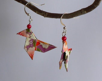 Origami Cocottes Japanese Paper earrings.