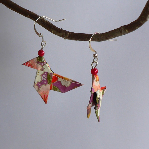 Origami Cocottes Japanese Paper earrings.