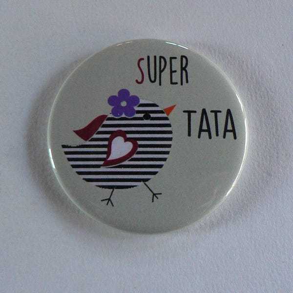 Super Tata magnet/Pocket mirror/badge 56mm.