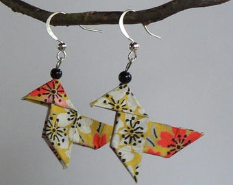 Origami Cranes Japanese paper earrings.