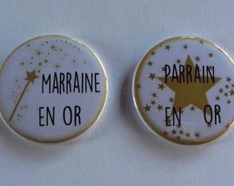 Cadeau Parrain Marraine en Or.