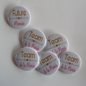 Kit badges EVJF 38mm bruiloft begrafenis leven van jong meisje Rose en goud. afbeelding 1