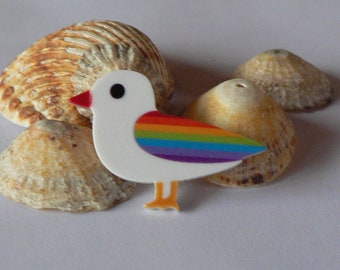 Broche Mouette Arc en Ciel.