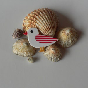 Sailor Seagull brooch. Mouette rayé Rouge