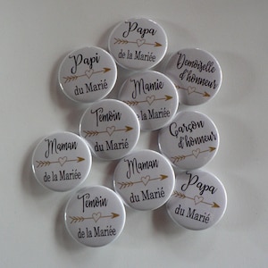 Hochzeitsabzeichen Gäste Zeugen Familie der Braut und des Bräutigams Goldpfeil.