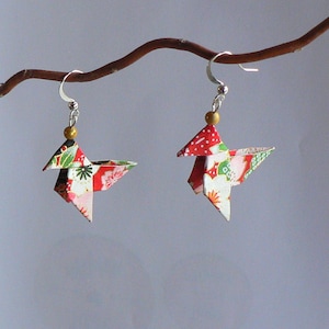 Boucles d'oreilles Origami Cocottes Papier Japonais .
