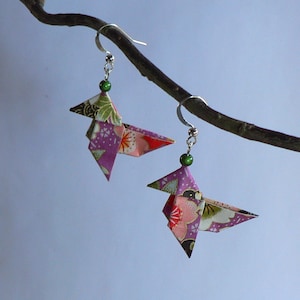 Origami Cocottes Japanese Paper earrings.