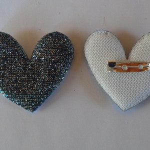 Broche Coeur Tissu Paillettes image 3