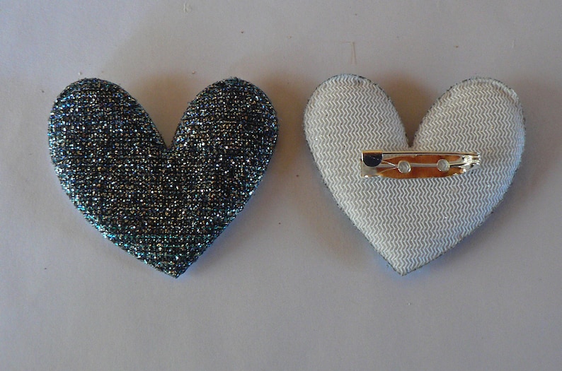 Broche Coeur Tissu Paillettes image 3