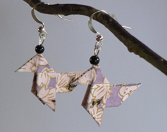 Boucles d'oreilles Origami Cocottes Papier Japonais.