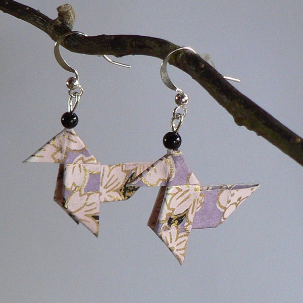 Origami Cocottes Japanese Paper Earrings.