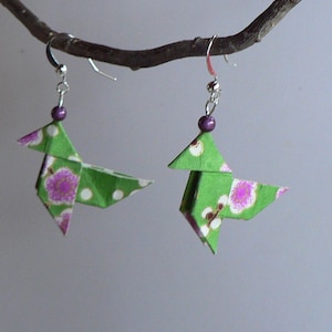 Boucles d'oreilles Origami Cocottes Papier Japonais.