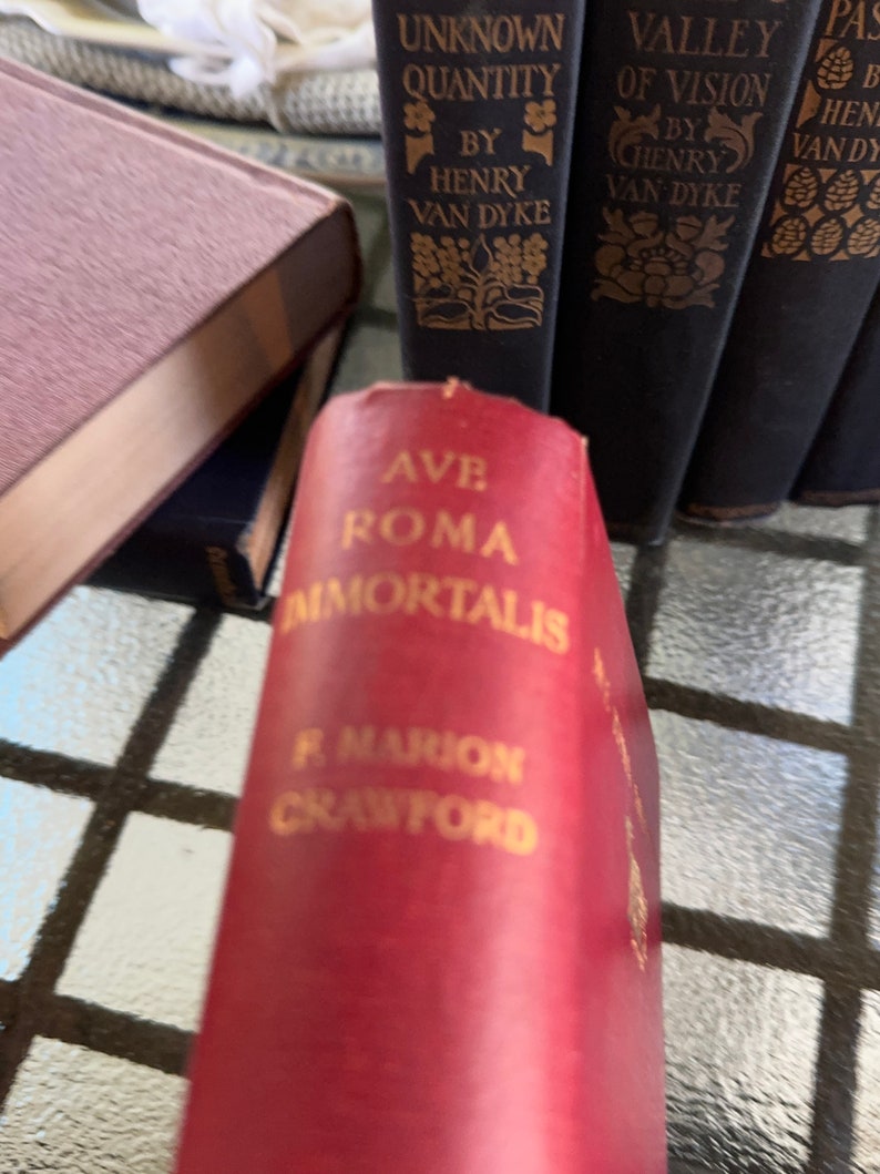 Ave Roma Immortalis, History of Rome, 1898, Francis Marion Crawford, red and gold cover, pull out map, Lusts of Emporers and Popes, noNfic image 2