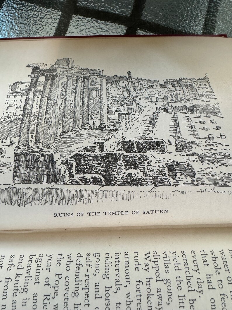 Ave Roma Immortalis, History of Rome, 1898, Francis Marion Crawford, red and gold cover, pull out map, Lusts of Emporers and Popes, noNfic image 7