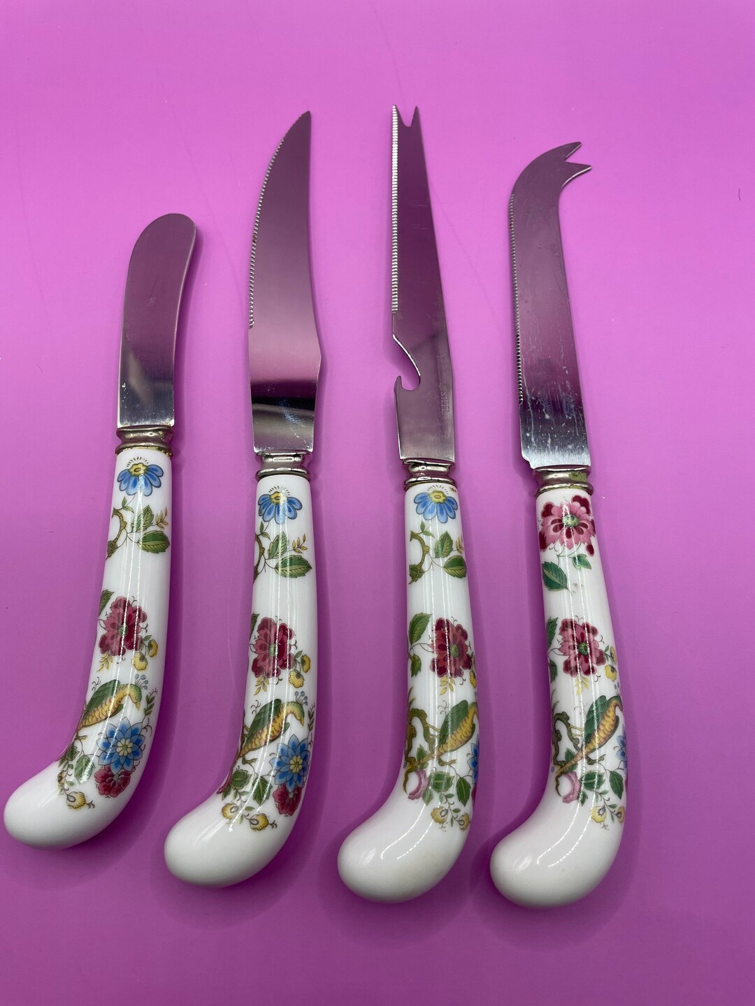 Vintage Serving Knives, Porcelain Handles , Different Uses, and