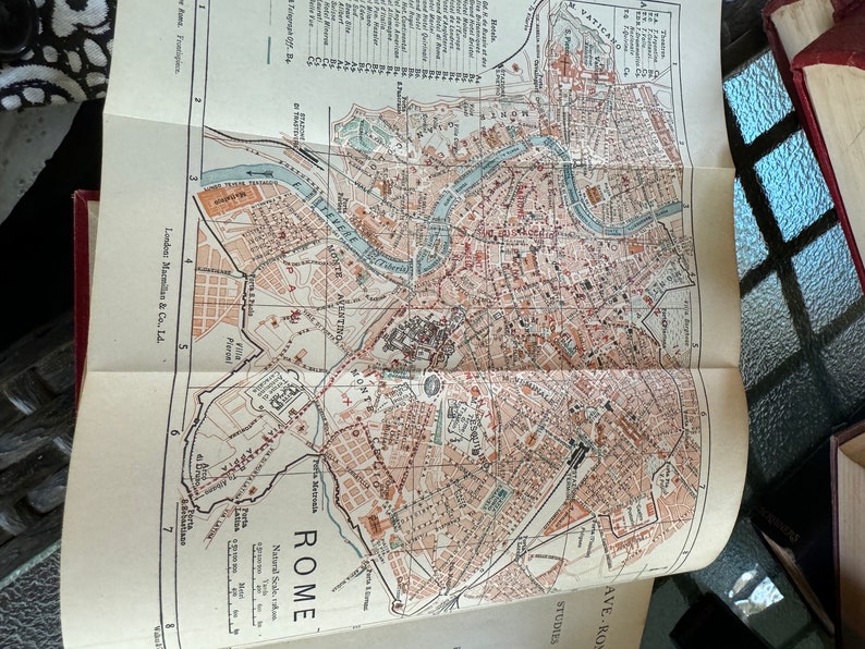 Ave Roma Immortalis, History of Rome, 1898, Francis Marion Crawford, red and gold cover, pull out map, Lusts of Emporers and Popes, noNfic image 6