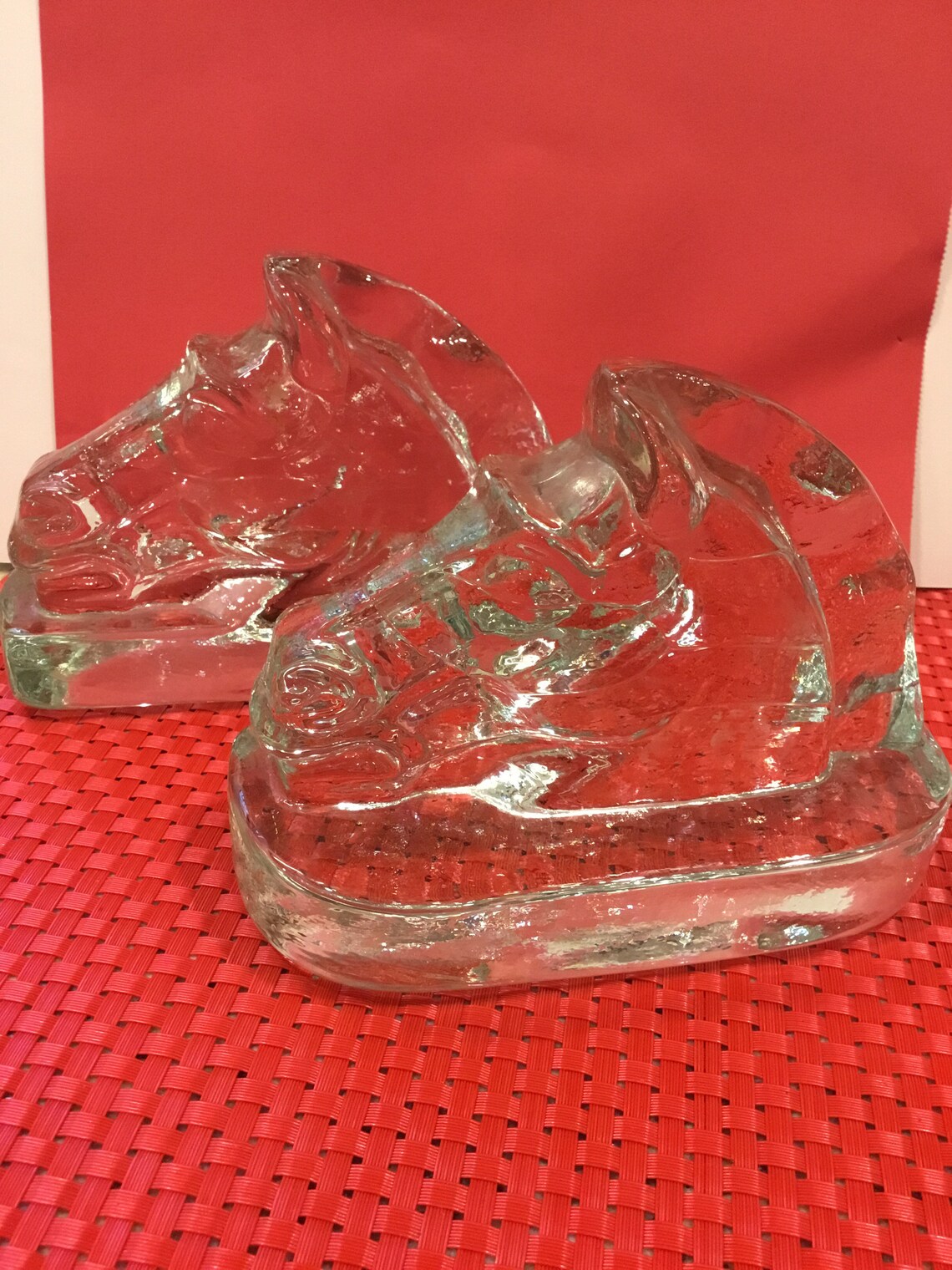 federal glass horse head bookends