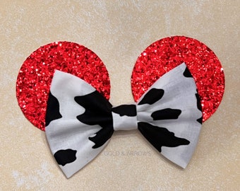 Jesse Ears Bow, Mouse Ears Headband, Minnie Headband, Mouse Ears headband, Mouse Trip, Minnie Party, Sequin Bow, Toy Story Ears