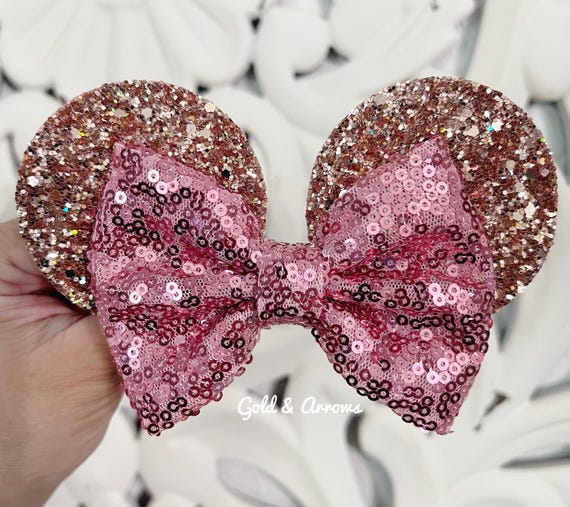 Rose Gold and Pink Minnie Bow, Mouse Ears Headband, Minnie  display picture 3