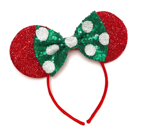 Christmas Polka Dot Minnie Ears Minnie Mouse Headband | Etsy