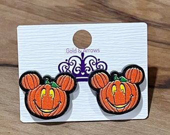 Mickey Halloween Earrings, Minnie Mouse Earrings, Disney Earrings, spooky Mickey, Minnie earrings pumpkin