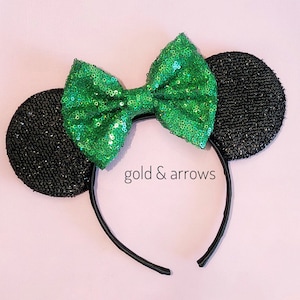Green Minnie Ears - Minnie Mouse Headband - Mickey Custom Ears - Sparkly Mickey Ears Headband -  Sparkle Mouse Ears - Sparkle Minnie Ears